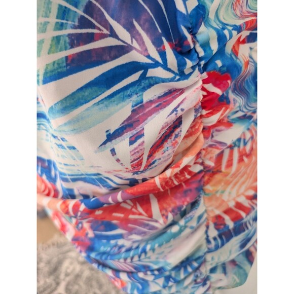 PINKBLUSH Maternity Halter Tankini Top Women's L Multi Blue Hawaiian Crisscross - Picture 5 of 14